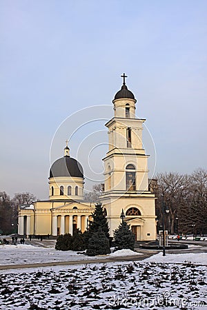 Bell tower of Nativity Cathedral in Kishinev (ChiÈ™inÄƒu) Moldova Editorial Stock Photo